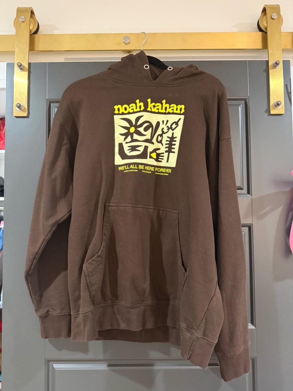 Chocolate Brown Hoodie with Yellow Graphic